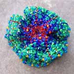 Red Blue and Green Bauble by Jane Kimmel Bead Artist